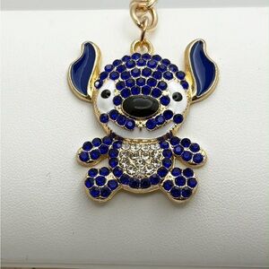 Crystal Embellished Blue Cartoon Keychain Card Holder Charm